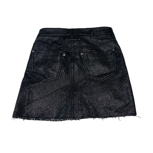 Leather Effect Tweed Mini Skirt