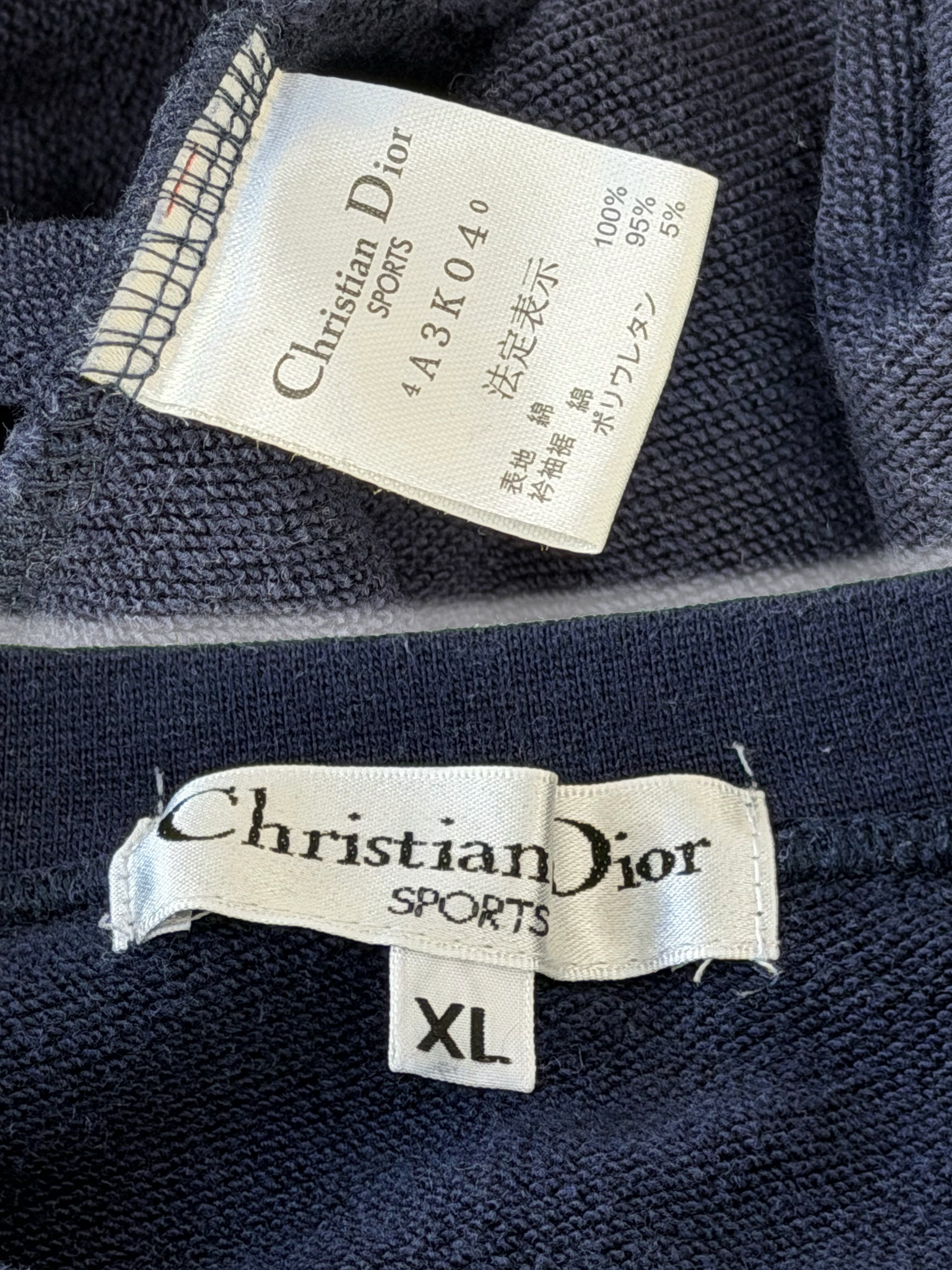 CHRISTIAN DIOR SWEATSHIRT SPORTS VINTAGE NAVY STRIPE XL / L