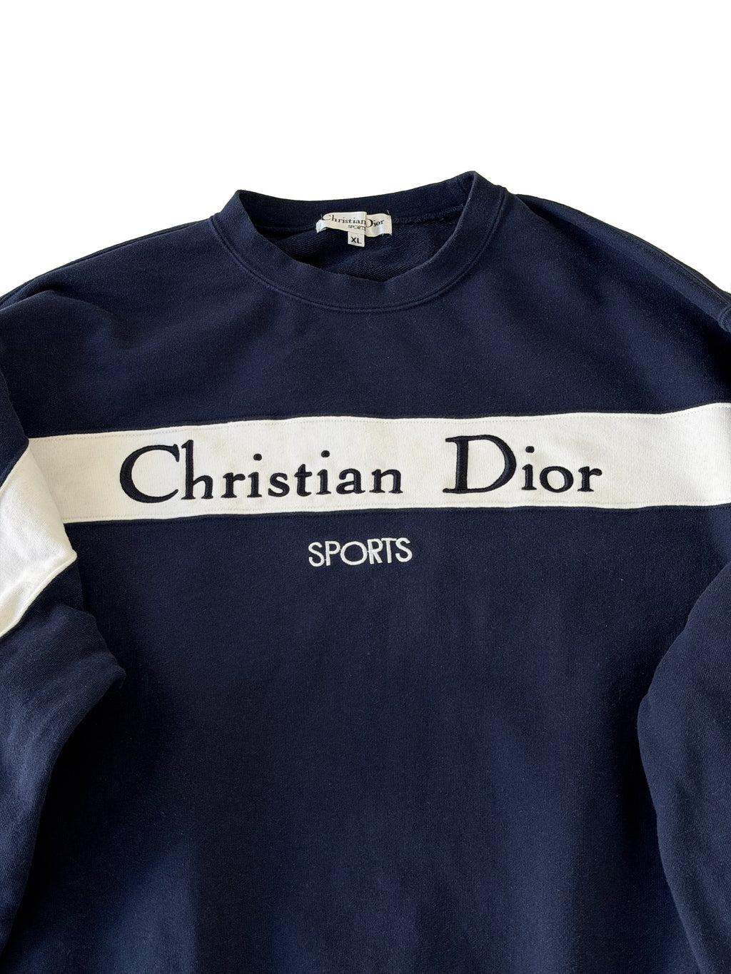 CHRISTIAN DIOR SWEATSHIRT SPORTS VINTAGE NAVY STRIPE XL / L