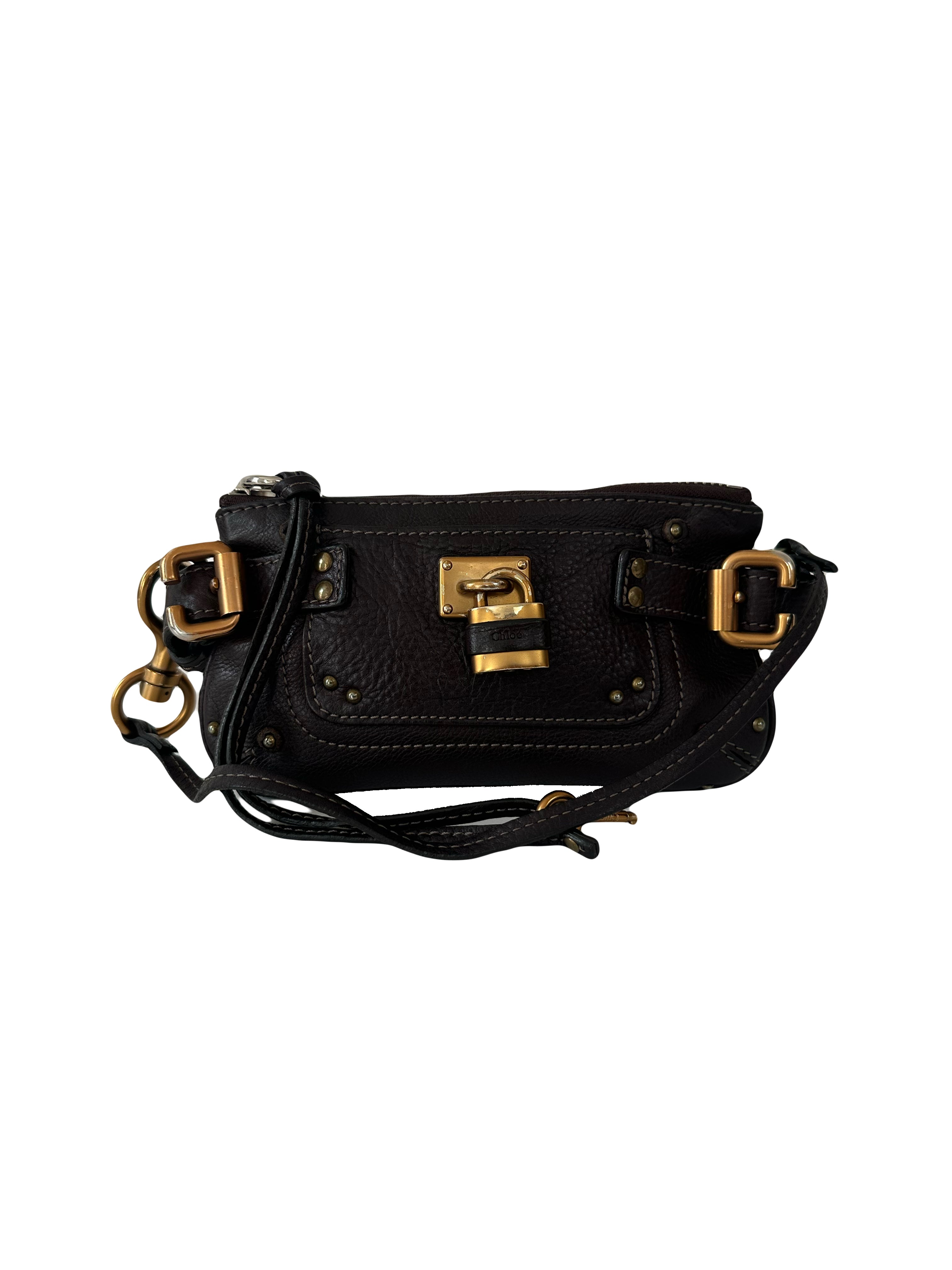 Chloé Pre-Owned 2006 - Paddington Clutch Bag Chocolate Brown - Padlock