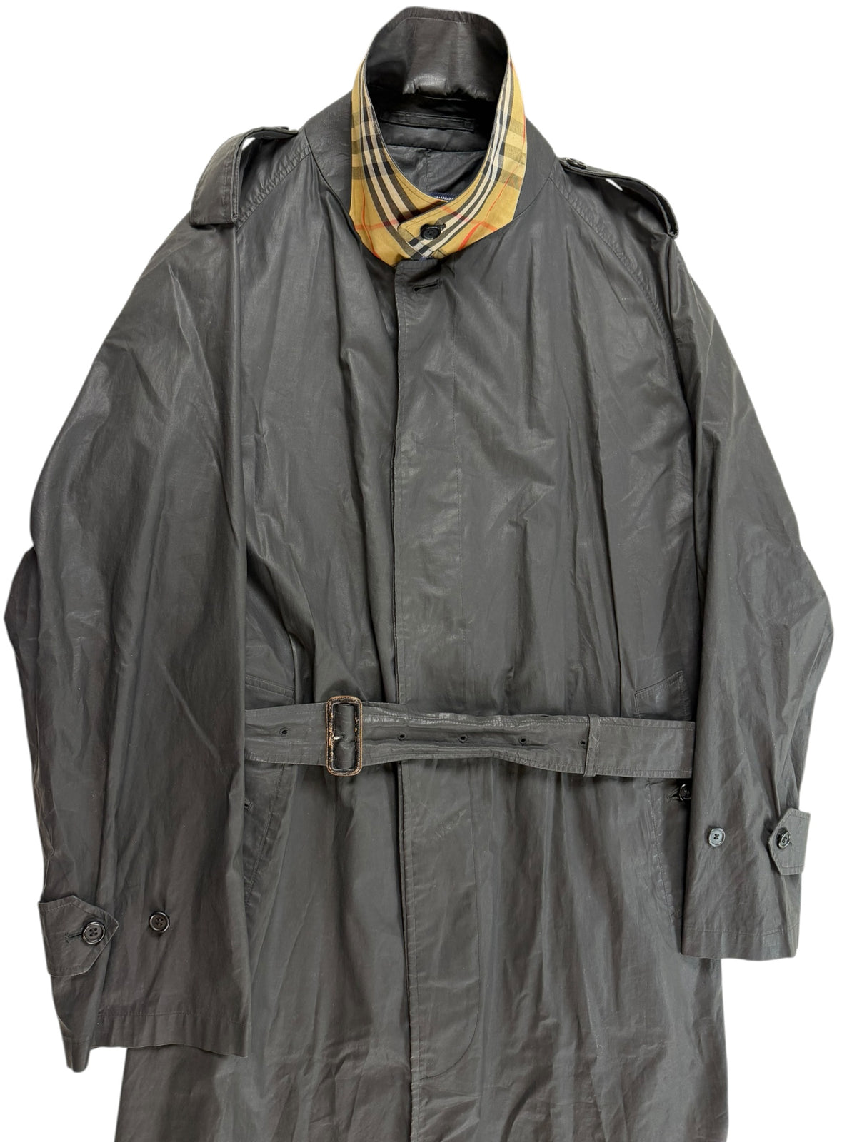 Burberry Rare Vintage Waxed Cotton Garbadine Trench Coat Men’s L