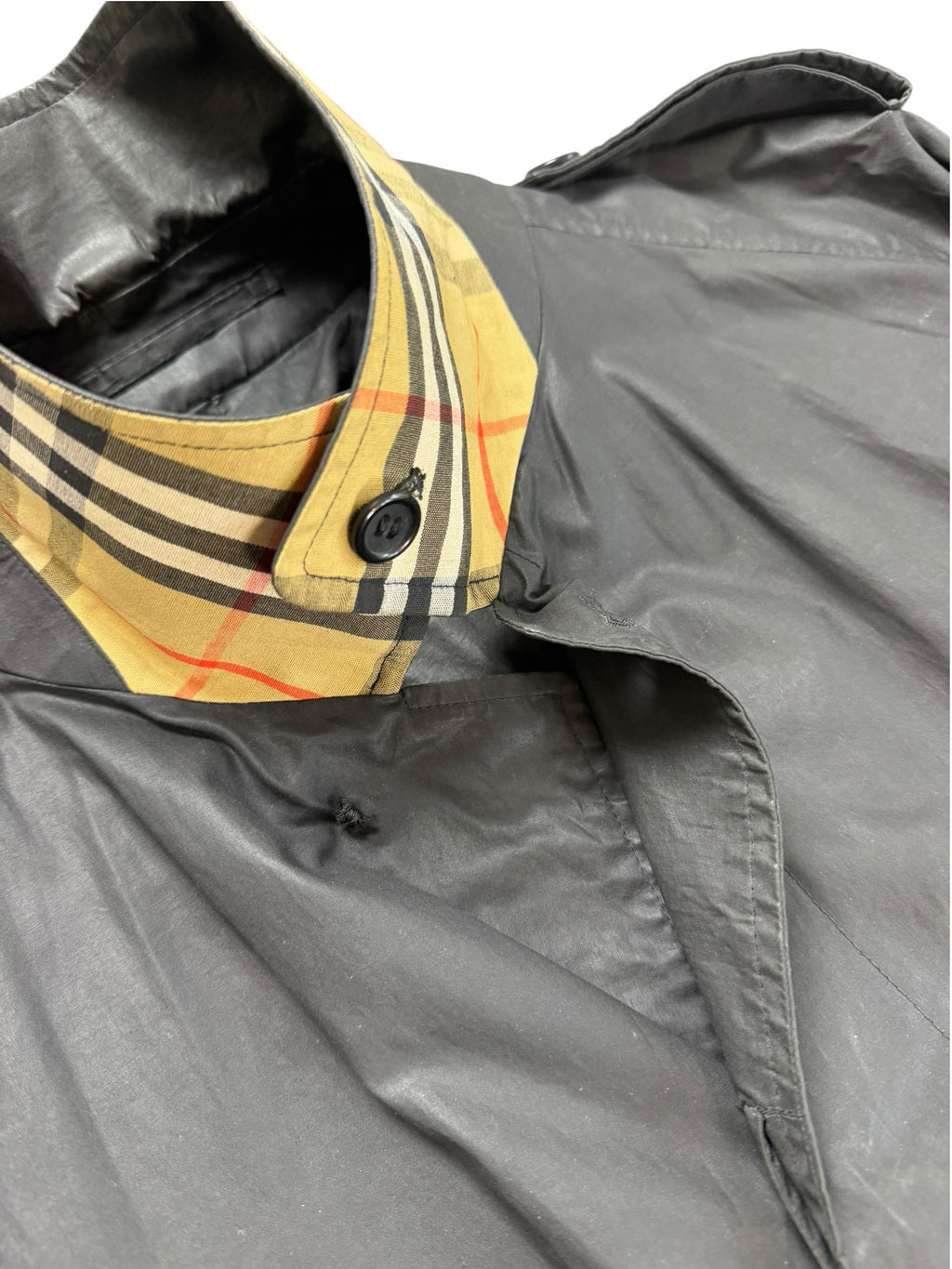 Burberry Rare Vintage Waxed Cotton Garbadine Trench Coat Men’s L