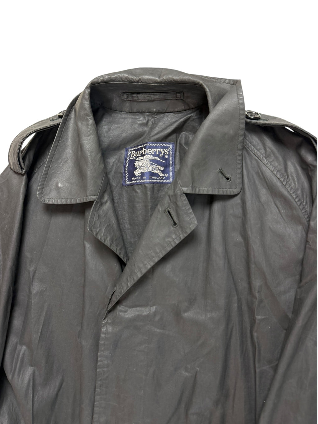 Burberry Rare Vintage Waxed Cotton Garbadine Trench Coat Men’s L