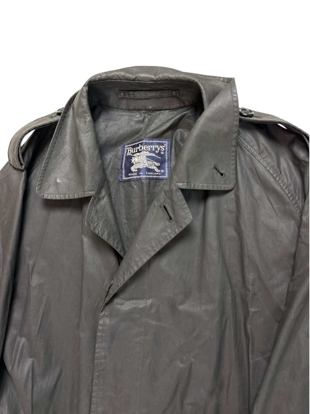 Burberry Rare Vintage Waxed Cotton Garbadine Trench Coat Men’s L