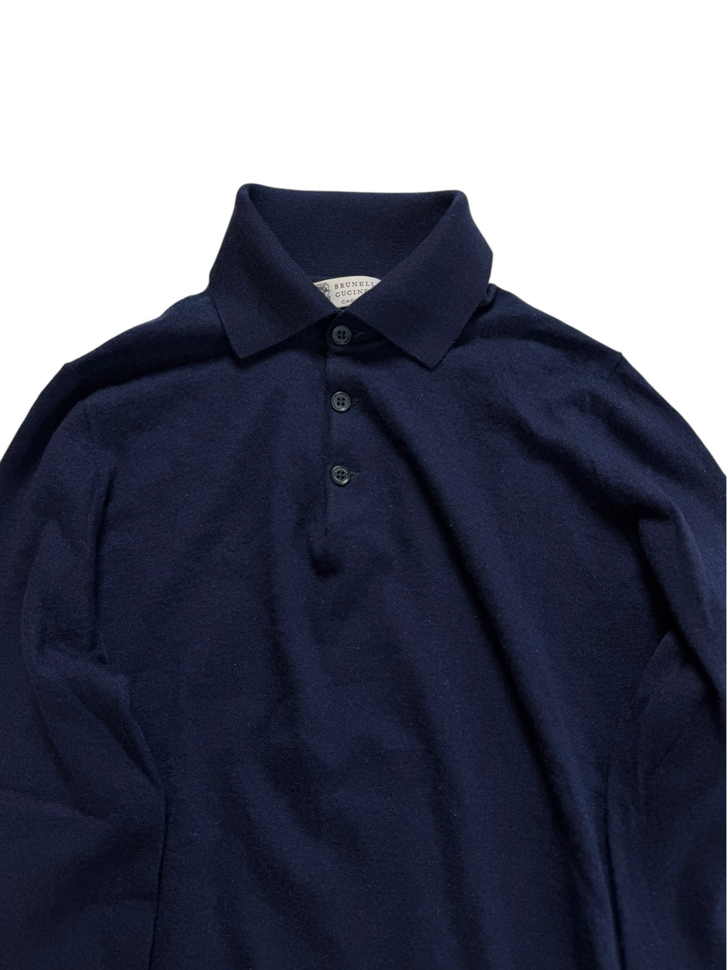 Brunello Cucinelli Cashmere Wool Collared Polo Jumper Pull Sweater Deep Royal Navy Blue Men’s S