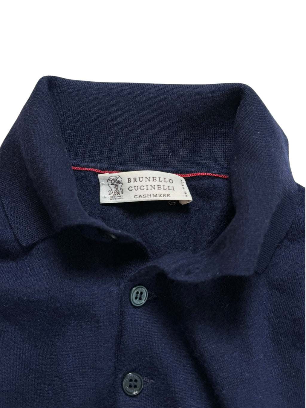 Brunello Cucinelli Cashmere Wool Collared Polo Jumper Pull Sweater Deep Royal Navy Blue Men’s S