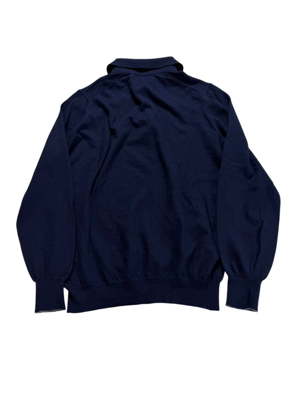 Brunello Cucinelli Cashmere Wool Collared Polo Jumper Pull Sweater Deep Royal Navy Blue Men’s S