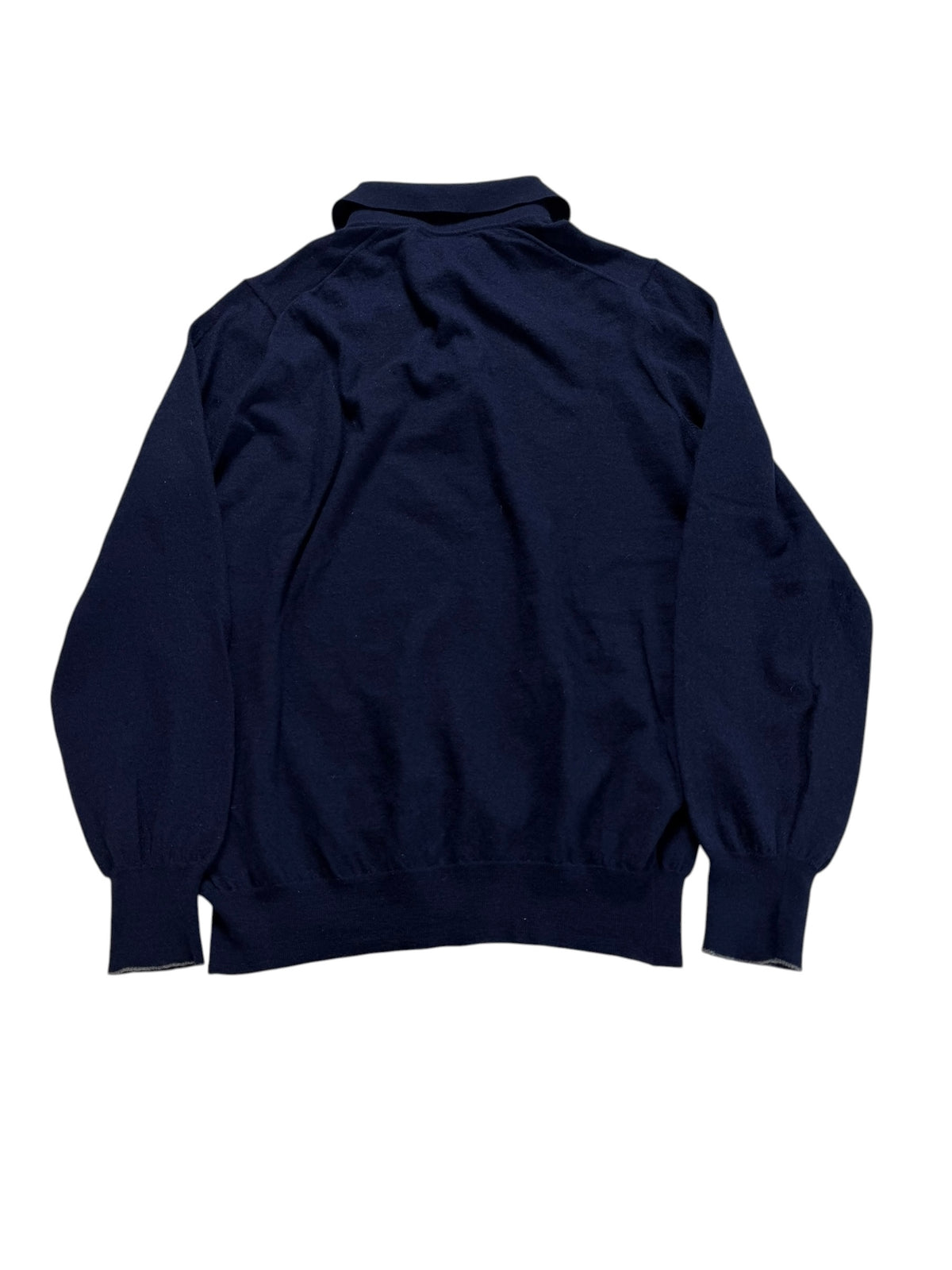 Brunello Cucinelli Cashmere Wool Collared Polo Jumper Pull Sweater Deep Royal Navy Blue Men’s S