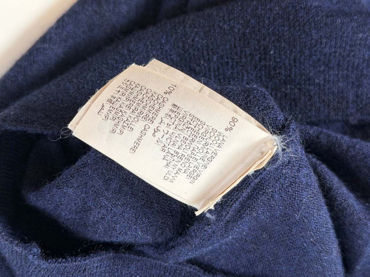 Brunello Cucinelli Cashmere Wool Collared Polo Jumper Pull Sweater Deep Royal Navy Blue Men’s S