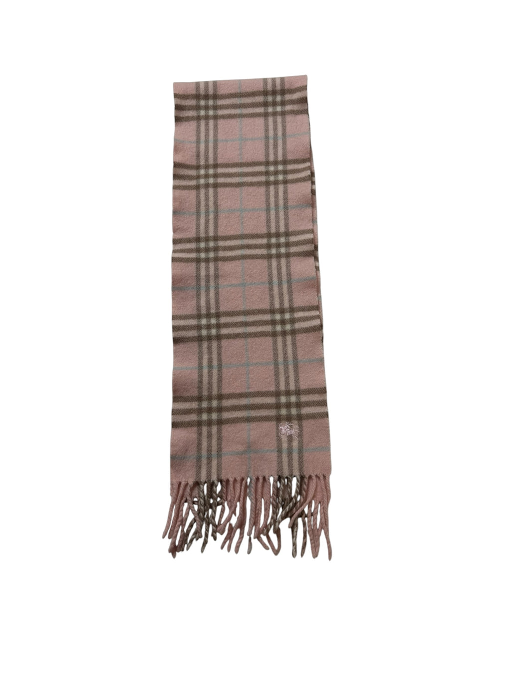 Burberry Wool & Cashmere Pink Long Scarf Check 110cm