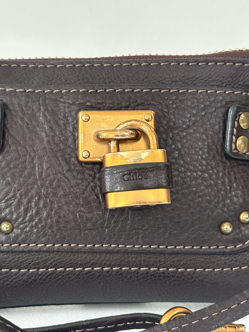 Chloé Pre-Owned 2006 - Paddington Clutch Bag Chocolate Brown - Padlock