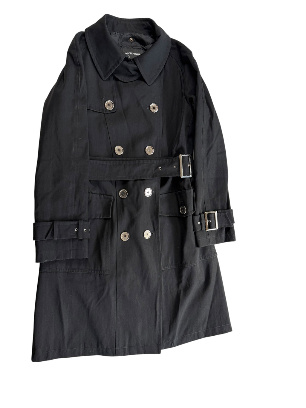 Emporio Armani Petite Double Breasted Trench Coat Belt Collar - Women’s IT40 / UK8.