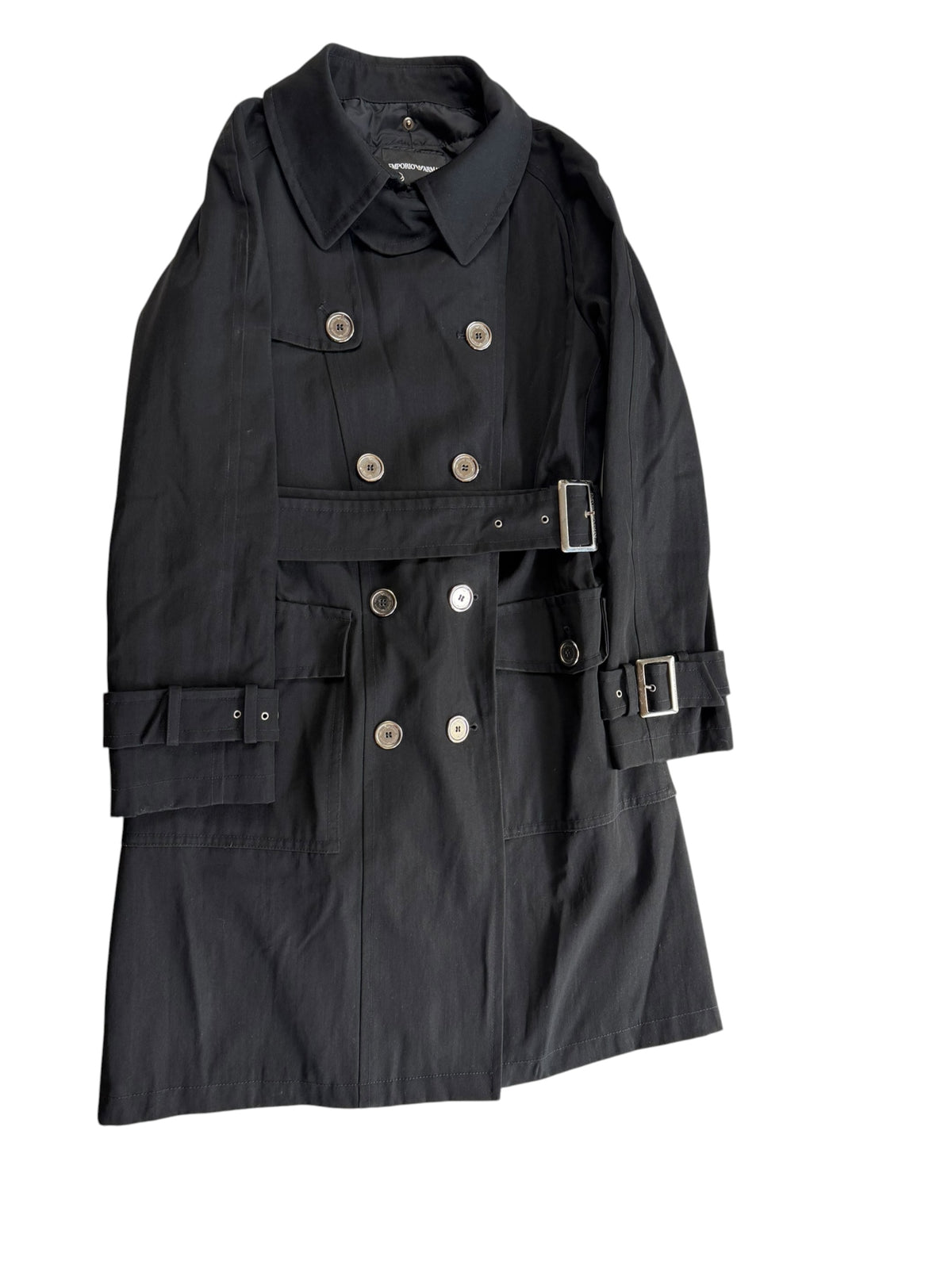 Emporio Armani Petite Double Breasted Trench Coat Belt Collar - Women’s IT40 / UK8.