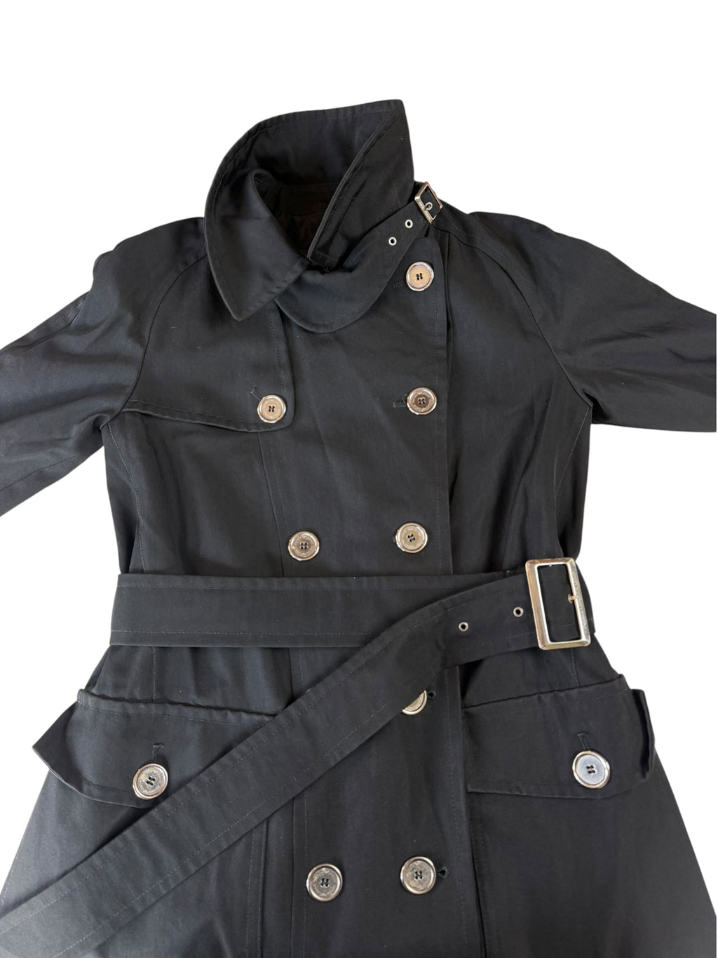 Emporio Armani Petite Double Breasted Trench Coat Belt Collar - Women’s IT40 / UK8.