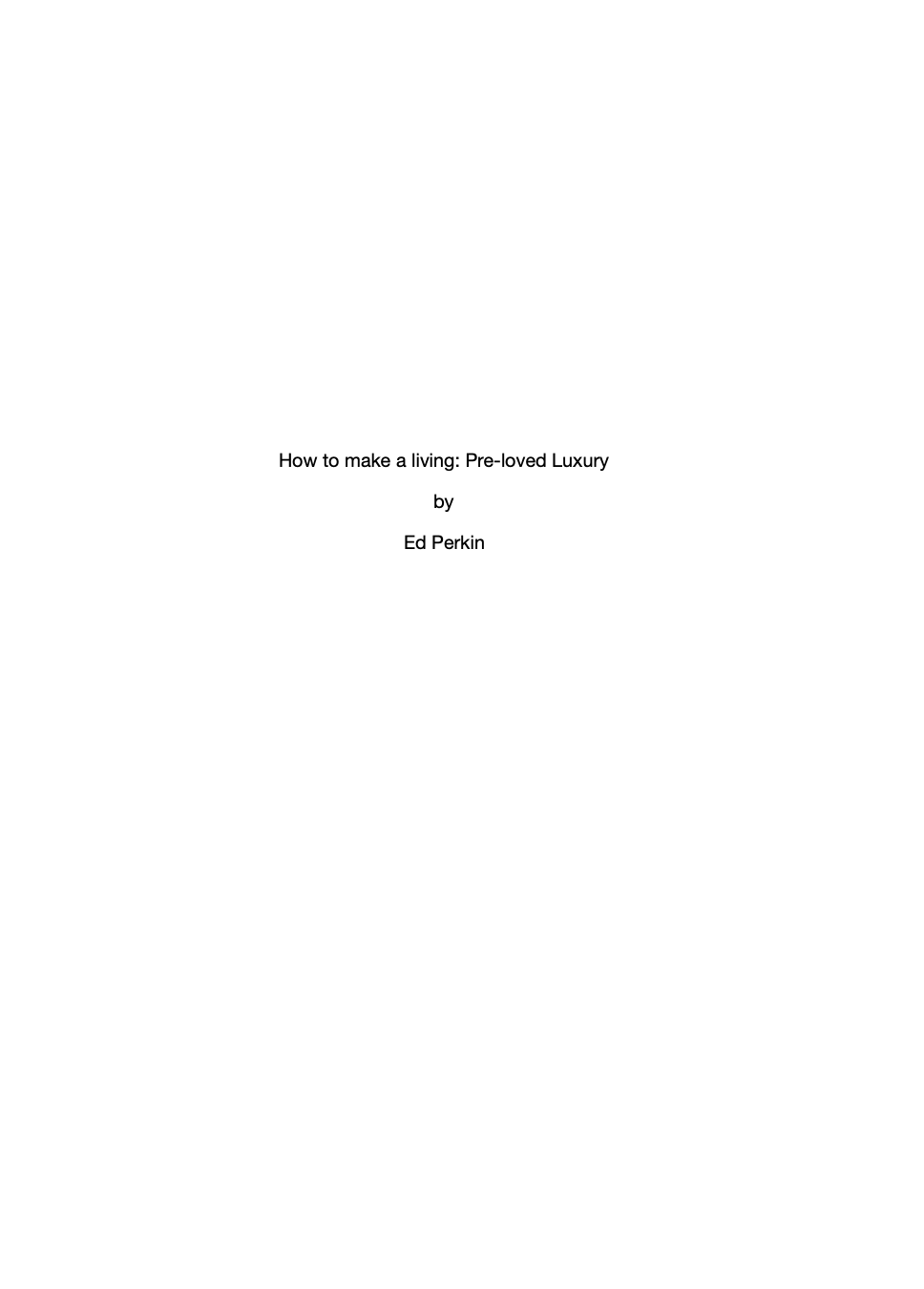E-Book: How to make a living: Pre-Loved Luxury